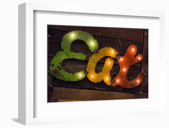 Colorful 'Eat' Antique Sign, New York City, New York, USA-Julien McRoberts-Framed Premium Photographic Print