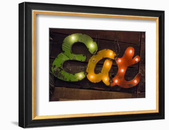 Colorful 'Eat' Antique Sign, New York City, New York, USA-Julien McRoberts-Framed Premium Photographic Print