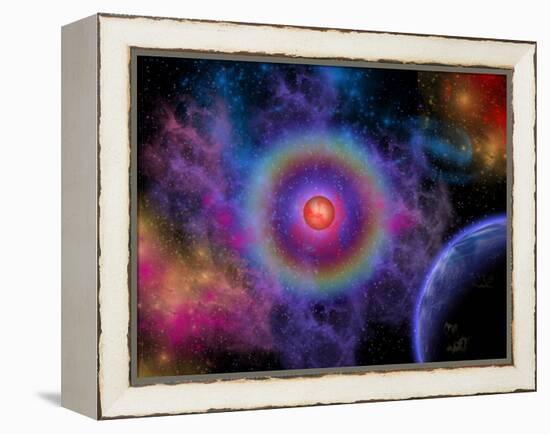 Colorful Emissions are Released from a Distant Star-Stocktrek Images-Framed Premier Image Canvas