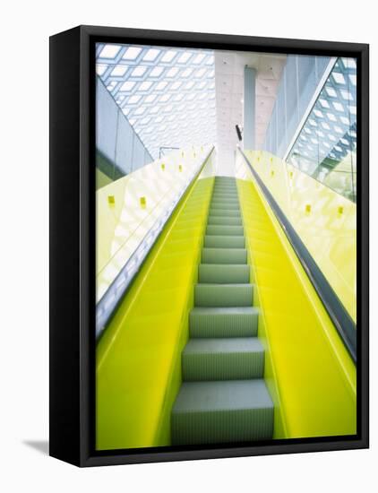 Colorful Escalator in the Central Library, Seattle, Washington, USA-Charles Crust-Framed Premier Image Canvas