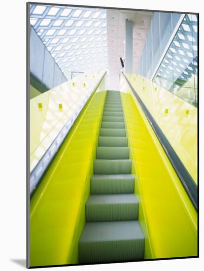 Colorful Escalator in the Central Library, Seattle, Washington, USA-Charles Crust-Mounted Photographic Print