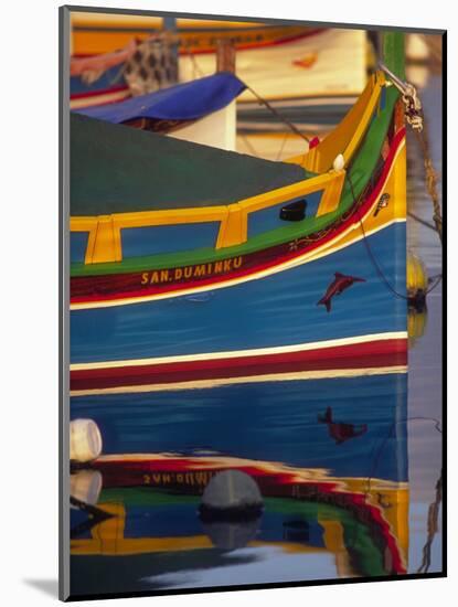 Colorful Fishing Boat Reflecting in Water, Malta-Robin Hill-Mounted Photographic Print