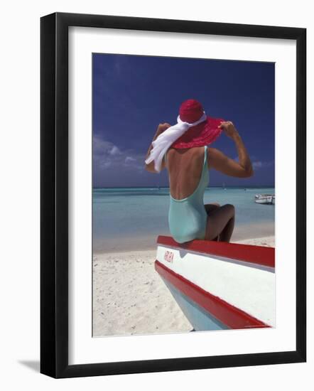 Colorful Fishing Boats, Aruba, Caribbean-Greg Johnston-Framed Photographic Print