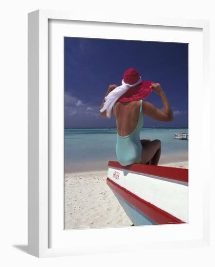 Colorful Fishing Boats, Aruba, Caribbean-Greg Johnston-Framed Photographic Print