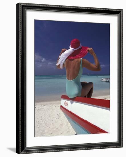 Colorful Fishing Boats, Aruba, Caribbean-Greg Johnston-Framed Photographic Print