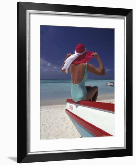 Colorful Fishing Boats, Aruba, Caribbean-Greg Johnston-Framed Photographic Print