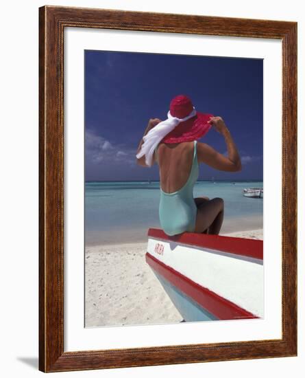 Colorful Fishing Boats, Aruba, Caribbean-Greg Johnston-Framed Photographic Print