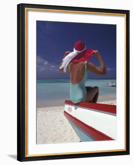 Colorful Fishing Boats, Aruba, Caribbean-Greg Johnston-Framed Photographic Print