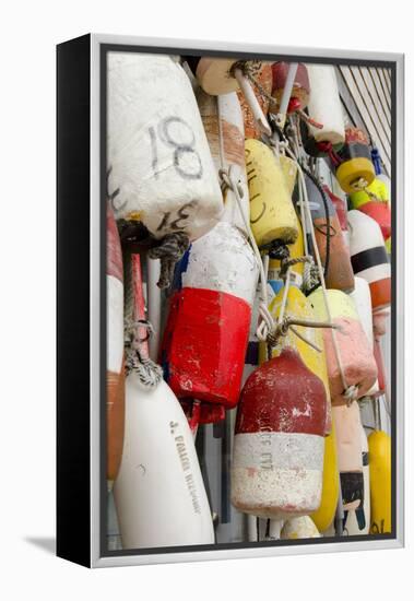 Colorful Fishing Floats, Block Island, Rhode Island, USA-Cindy Miller Hopkins-Framed Premier Image Canvas