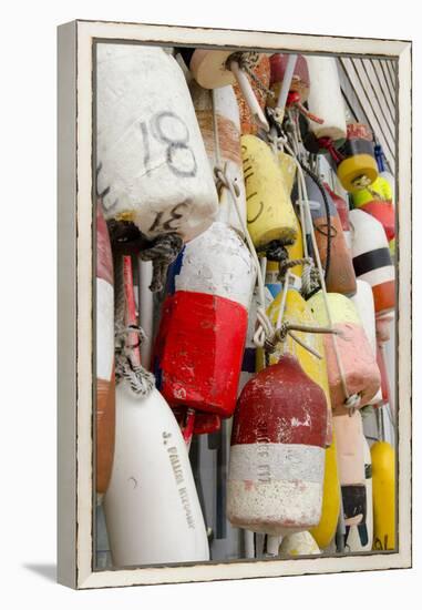 Colorful Fishing Floats, Block Island, Rhode Island, USA-Cindy Miller Hopkins-Framed Premier Image Canvas