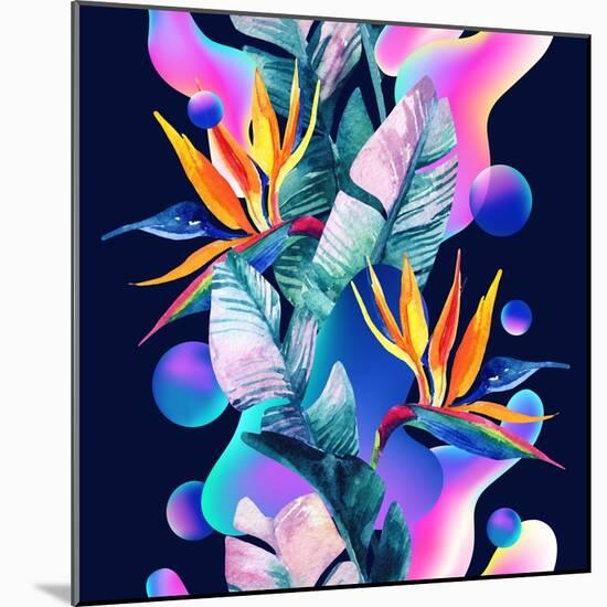 Colorful Fluid and Geometric Shapes-tanycya-Mounted Art Print