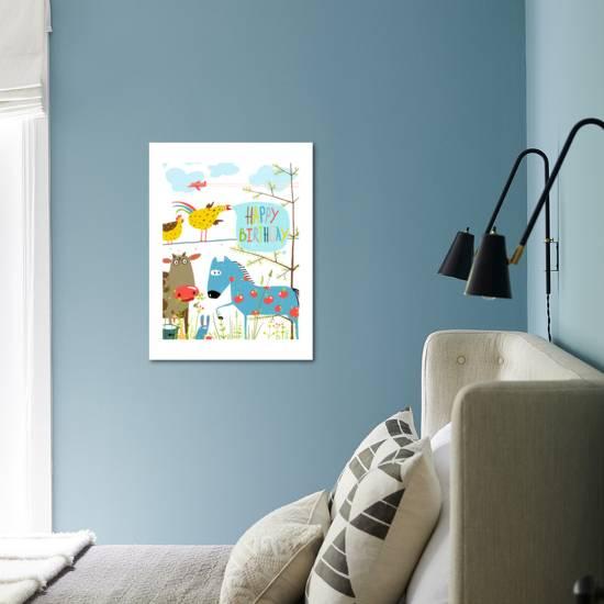 Colorful Funny Cartoon Farm Domestic Animals Birthday Greeting Card Countryside Humor Cute Colorfu Art Print By Popmarleo Art Com