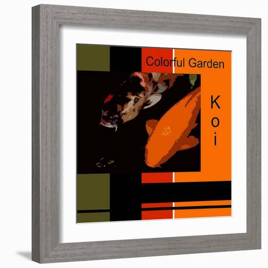 Colorful Garden Koi-erichan-Framed Giclee Print