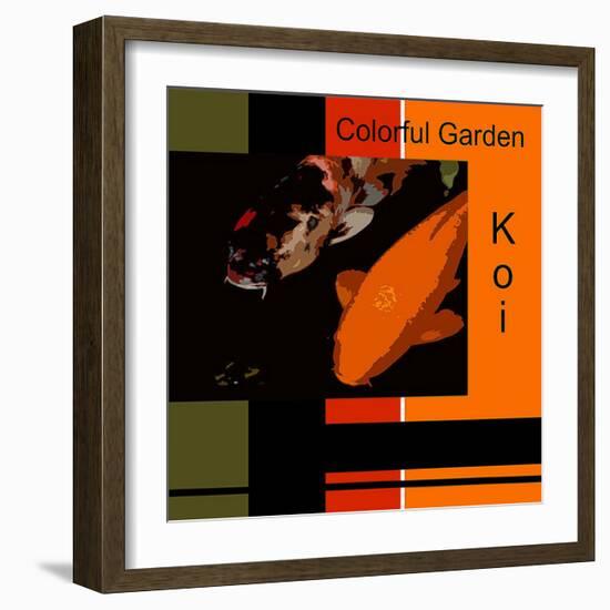 Colorful Garden Koi-erichan-Framed Giclee Print