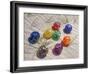Colorful Glass Floats on Sand Dune, Oregon, USA-Jaynes Gallery-Framed Photographic Print