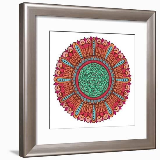 Colorful Hand Drawn Flower with Blue and Pink Ornate Petal-tairen-Framed Premium Giclee Print