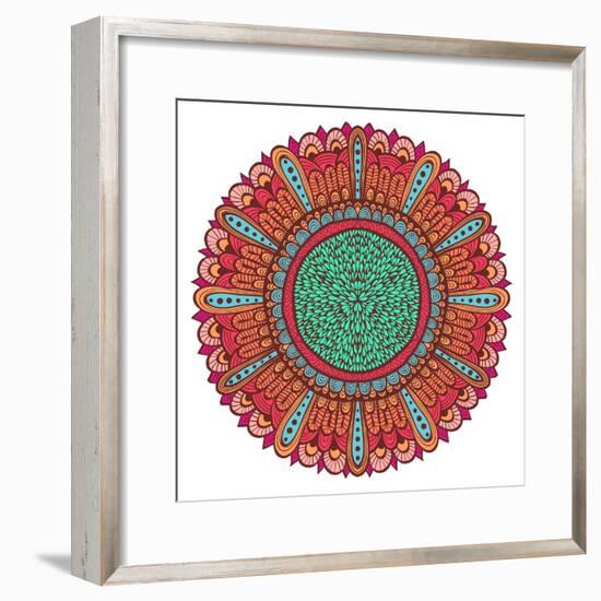 Colorful Hand Drawn Flower with Blue and Pink Ornate Petal-tairen-Framed Premium Giclee Print