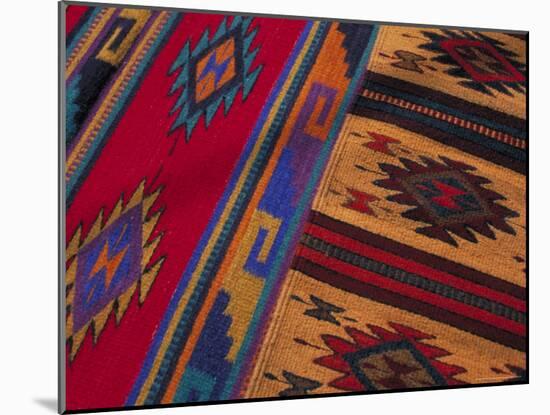 Colorful Hand-Woven Carpet, Oaxaca, Mexico-Judith Haden-Mounted Photographic Print