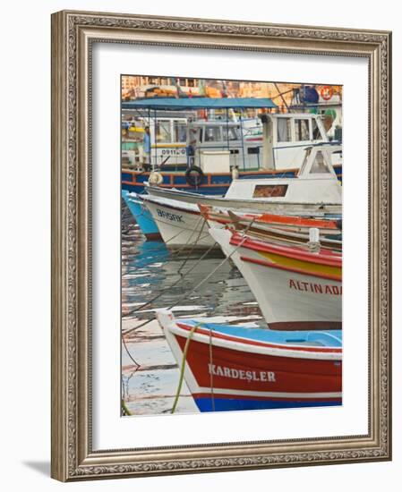 Colorful Harbor Boats and Reflections, Kusadasi, Turkey-Joe Restuccia III-Framed Photographic Print