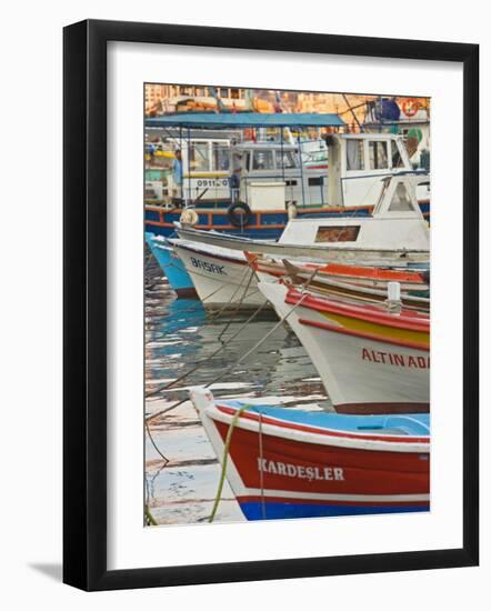 Colorful Harbor Boats and Reflections, Kusadasi, Turkey-Joe Restuccia III-Framed Photographic Print
