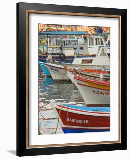 Colorful Harbor Boats and Reflections, Kusadasi, Turkey-Joe Restuccia III-Framed Photographic Print