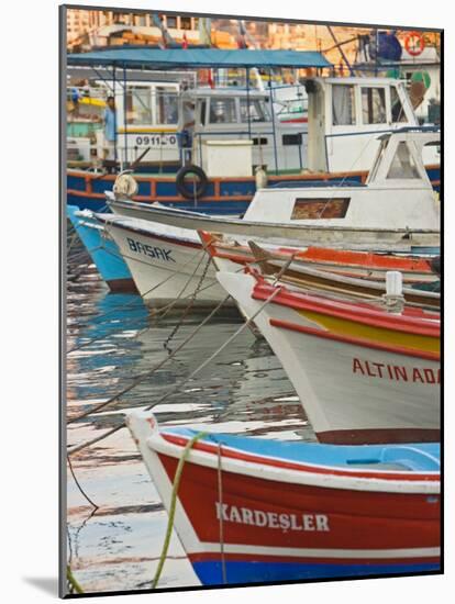 Colorful Harbor Boats and Reflections, Kusadasi, Turkey-Joe Restuccia III-Mounted Photographic Print