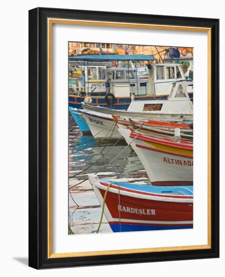 Colorful Harbor Boats and Reflections, Kusadasi, Turkey-Joe Restuccia III-Framed Photographic Print