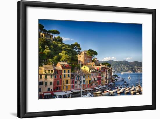 Colorful Harbor Houses in Portofino, Liguria, Italy-George Oze-Framed Photographic Print