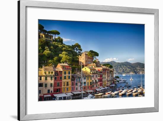 Colorful Harbor Houses in Portofino, Liguria, Italy-George Oze-Framed Photographic Print