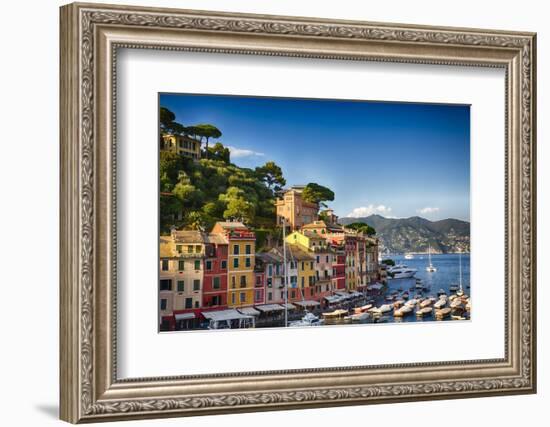 Colorful Harbor Houses in Portofino, Liguria, Italy-George Oze-Framed Photographic Print