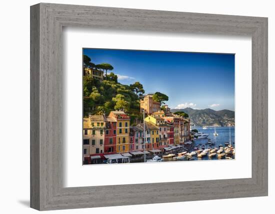 Colorful Harbor Houses in Portofino, Liguria, Italy-George Oze-Framed Photographic Print