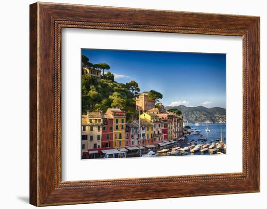 Colorful Harbor Houses in Portofino, Liguria, Italy-George Oze-Framed Photographic Print