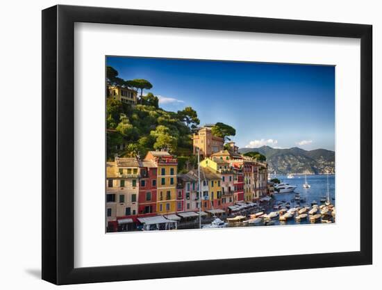 Colorful Harbor Houses in Portofino, Liguria, Italy-George Oze-Framed Photographic Print