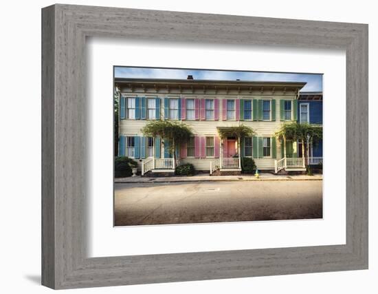 Colorful Historic Houses, Savannah, Georgia-George Oze-Framed Photographic Print