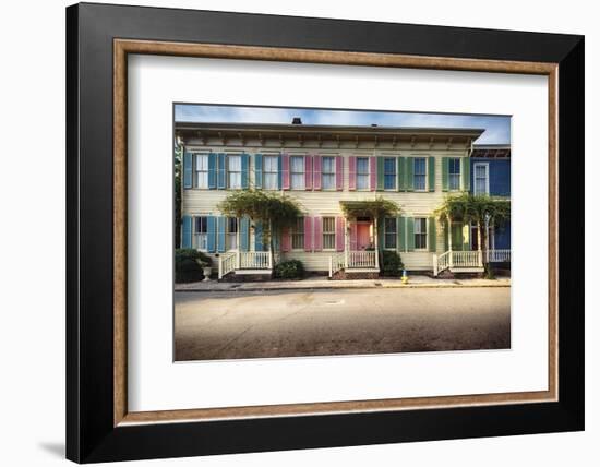 Colorful Historic Houses, Savannah, Georgia-George Oze-Framed Photographic Print