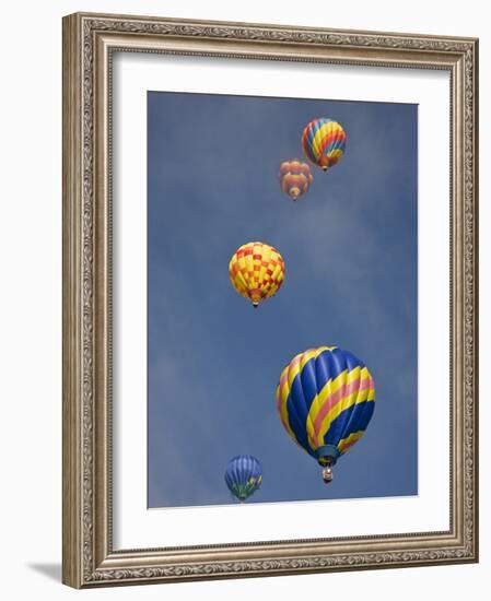 Colorful Hot Air Balloons Decorate the Morning Sky, Colorado Springs, Colorado, USA-Don Grall-Framed Photographic Print