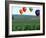 Colorful Hot Air Balloons Float over a Wheat Field in Walla Walla, Washington, USA-William Sutton-Framed Photographic Print