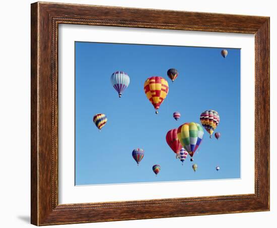 Colorful Hot Air Balloons in Sky, Albuquerque, New Mexico, USA-null-Framed Photographic Print