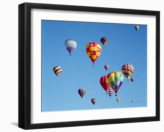 Colorful Hot Air Balloons in Sky, Albuquerque, New Mexico, USA-null-Framed Photographic Print