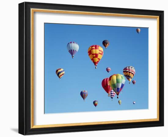 Colorful Hot Air Balloons in Sky, Albuquerque, New Mexico, USA-null-Framed Photographic Print