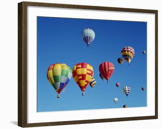 Colorful Hot Air Balloons in Sky, Albuquerque, New Mexico, USA-null-Framed Photographic Print