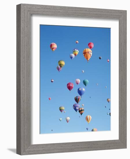 Colorful Hot Air Balloons in Sky, Albuquerque, New Mexico, USA-null-Framed Photographic Print