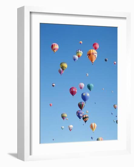 Colorful Hot Air Balloons in Sky, Albuquerque, New Mexico, USA-null-Framed Photographic Print