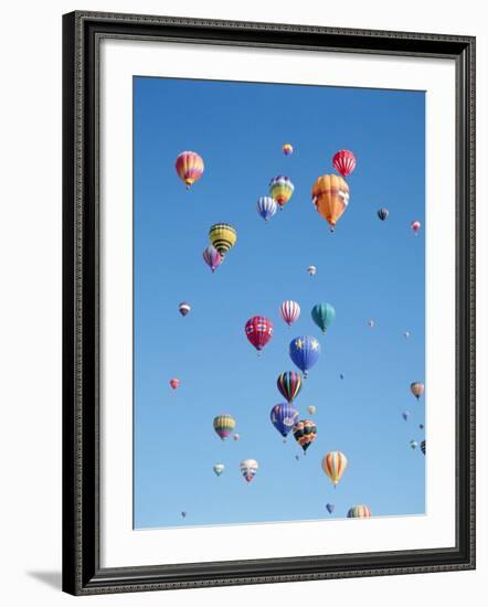 Colorful Hot Air Balloons in Sky, Albuquerque, New Mexico, USA-null-Framed Photographic Print