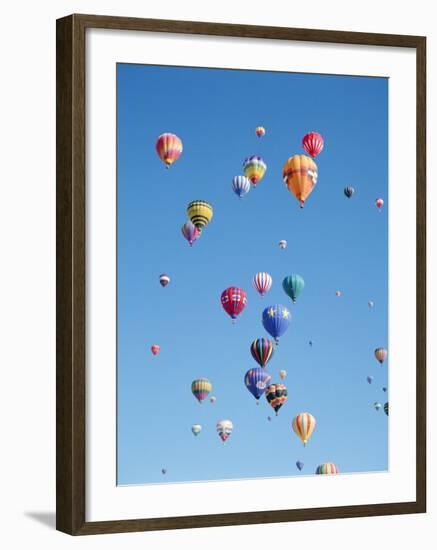 Colorful Hot Air Balloons in Sky, Albuquerque, New Mexico, USA-null-Framed Photographic Print