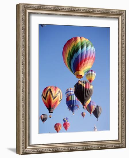 Colorful Hot Air Balloons in Sky, Albuquerque, New Mexico, USA-null-Framed Photographic Print