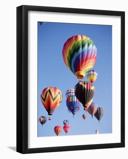 Colorful Hot Air Balloons in Sky, Albuquerque, New Mexico, USA-null-Framed Photographic Print