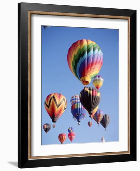 Colorful Hot Air Balloons in Sky, Albuquerque, New Mexico, USA-null-Framed Photographic Print