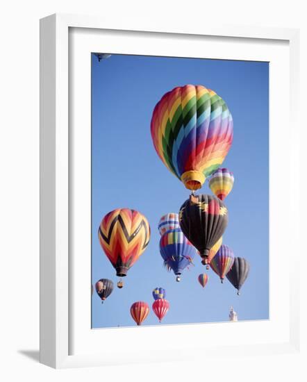 Colorful Hot Air Balloons in Sky, Albuquerque, New Mexico, USA-null-Framed Photographic Print