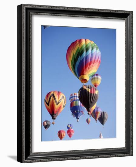 Colorful Hot Air Balloons in Sky, Albuquerque, New Mexico, USA-null-Framed Photographic Print